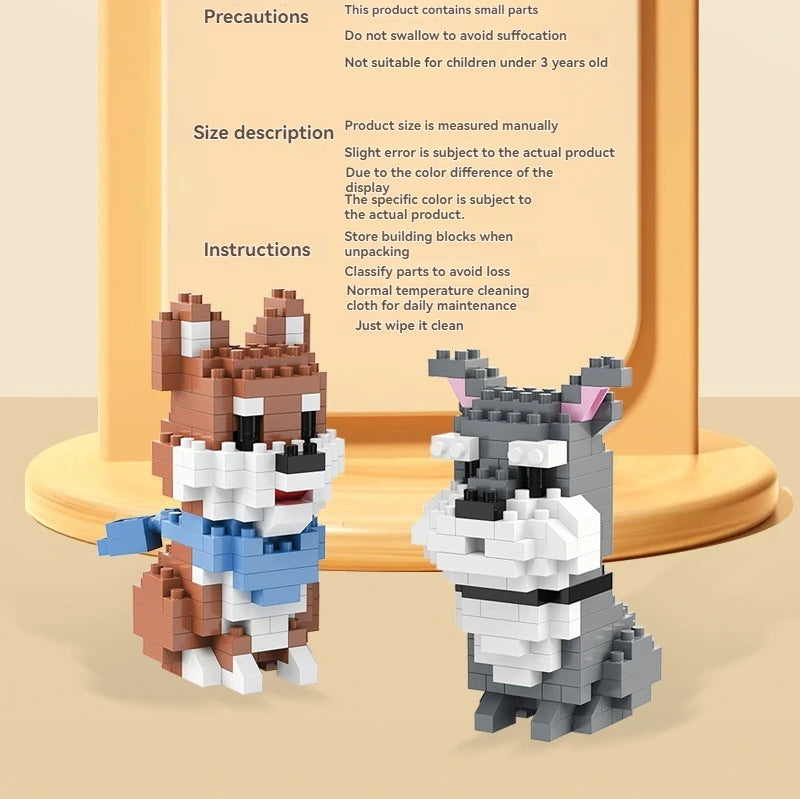DIY Creative Micro Building Blocks Set  Dogs  Cartoon Character Models DIY Educational Toys For Children Birthday Gift