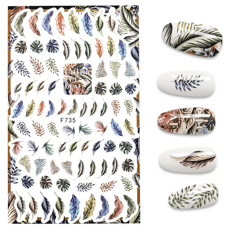 Black and White Love Flowers Line Art 3D Stickers Nail Decals Nail Art Accessories Butterfly Rose Nail Stickers Nail Sliders