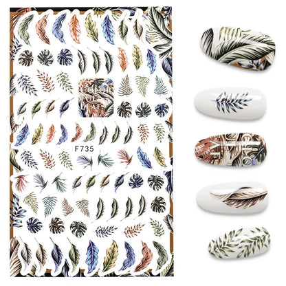 Black and White Love Flowers Line Art 3D Stickers Nail Decals Nail Art Accessories Butterfly Rose Nail Stickers Nail Sliders