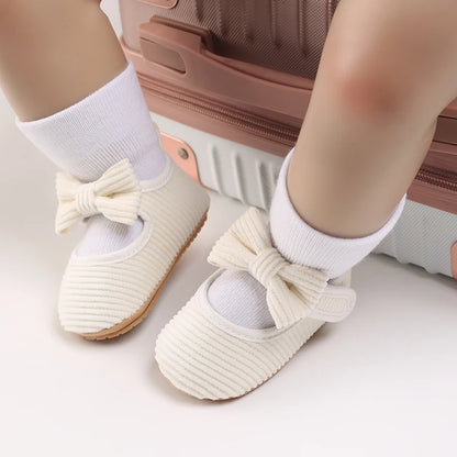 Cute Lace Baby Princess Shoes for Spring And Autumn 0-18M Infant Girls Anti-Slip Rubber Sole Bow Detail Anti-Slip Footwear