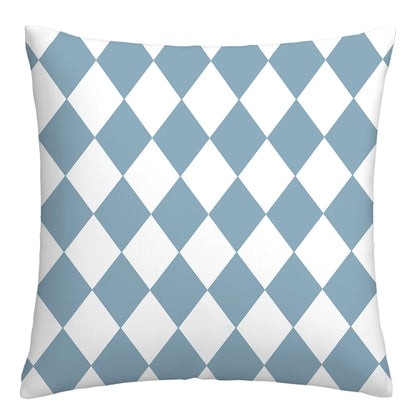 Lake blue white geometric linen pillowcase sofa cushion cover home decoration can be customized for you 40x40 45x45 50x50 60x60