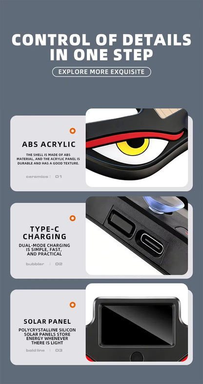 Solar Demon's Eye Car Lights Dynamic Expression Led Light Ambience Lamp Decoration Rechargeable Warning Lamps with Suction Cups