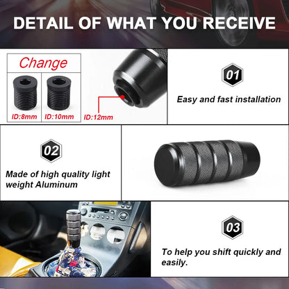 Universal Car Manual Transmission Aluminum Knurled Gear Shift Knob 95mm Non-Slip Gear Lever Knob M8 M10 M12 Universal