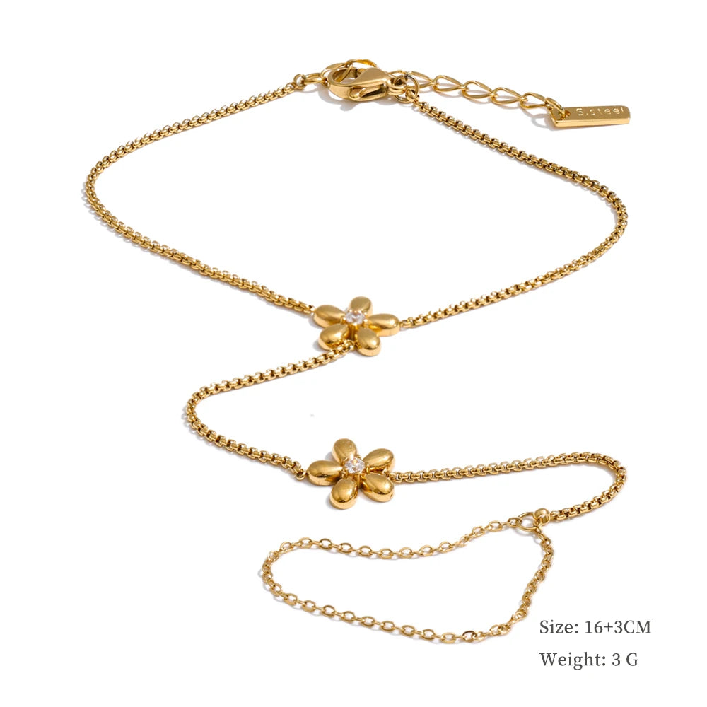 Yhpup Trendy Stainless Steel Zircon Beads Back of Hand Chain Finger Bracelet Fashion Chic Sexy Jewelry Waterproof Wholesale Gift