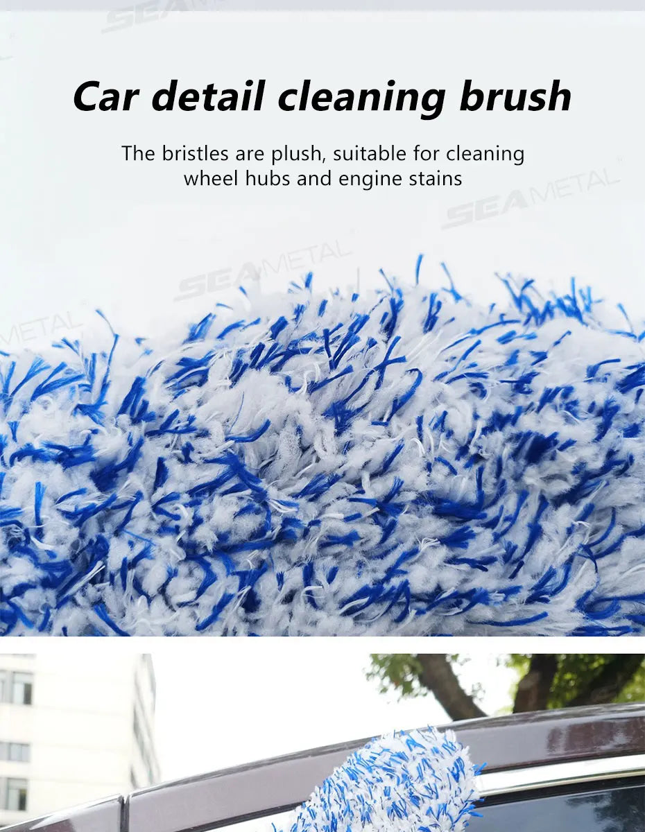 SEAMETAL Non Slip Microfiber Wheel Brush Mitt Premium Plush Car Wash Wheels Brushes for Car Rims Spokes Wheel Barrel Cleaning
