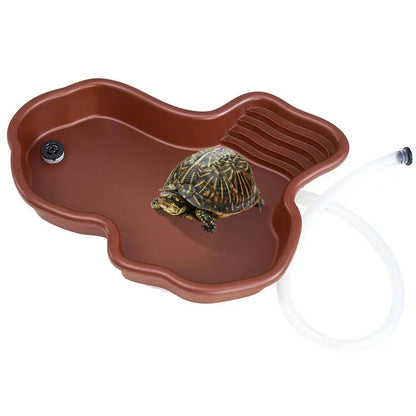Turtle Feeding Dish Reptile Bathing Pool With Ramp And Basking terrace Aquarium Ornament For Turtle Bearded Dragon Gecko Yard