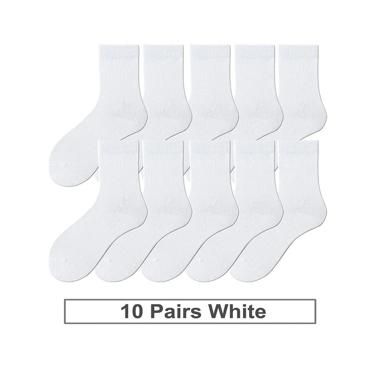 10 Pairs/Lot New Men's Cotton Socks New Styles Black Business Men Socks Soft Breathable Autumn Spring for Male White