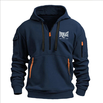 Fashion autumn and winter men's brand clothing multi-zipper design printed hoodie casual sweatshirt loose hooded jumper