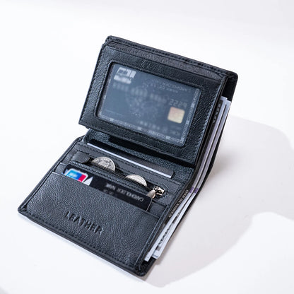 Mens Wallet Genuine Leather RFID Blocking Vintage Vertical Short Credit Card Holder Coin Purse Money Bag Slim Travel Gift