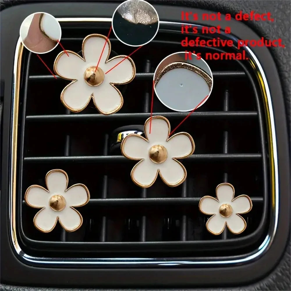 4-8pcs/set Small Car Air Outlet Perfume Decoration Clip Flower Daisy Design Car Interior Aromatherapy Fresheners Diffuser Access