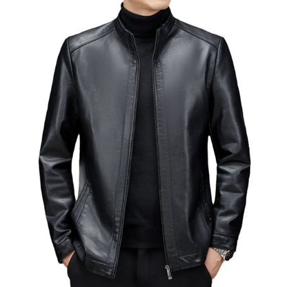 Winter Fur Leather Jacket Men Genuine Leather 2025 New Mandarin Collar Sheepskin Coat Male Leather Jacket Motorcycle Clothing