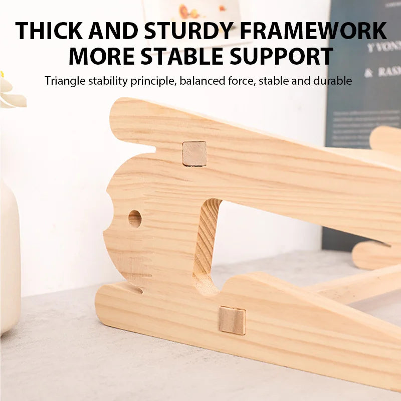 Solid Wood Laptop Stand Removable Vertical Bracket Cooling Base For Macbook Air Pro Accessories Convenient