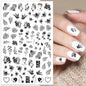 Black and White Love Flowers Line Art 3D Stickers Nail Decals Nail Art Accessories Butterfly Rose Nail Stickers Nail Sliders