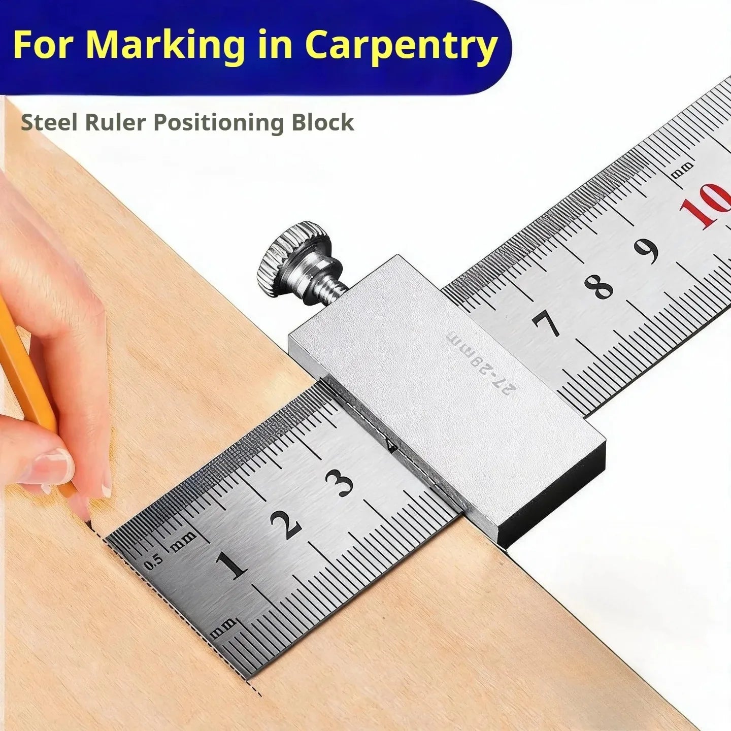 New Protable Accurate positioning Woodworking Tools Carpentry Steel Ruler Positioning Limit Block Measuring Marking Gauge