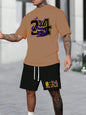 Summer Men's Chicago-Themed Relaxed Set Size 32 Printed T-Shirt and Shorts Set Adult Sports Casual Plus Size Two-Piece Set