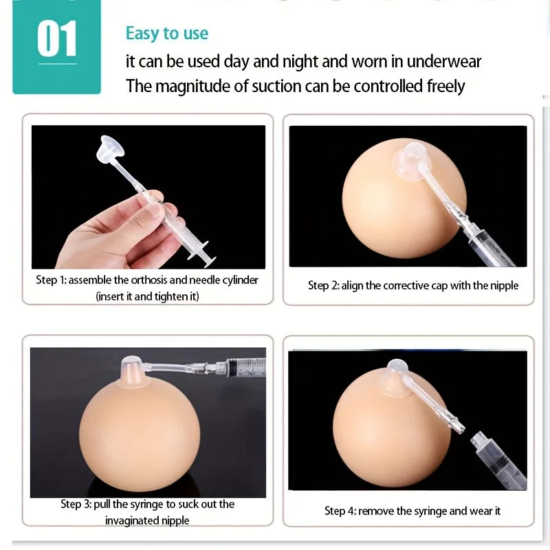 Nipple Inversion Corrector, Used to Correct Inverted, Flat, and Short Nipples during Breastfeeding and Nursing Care