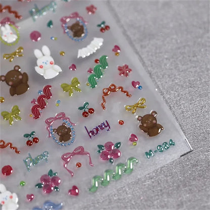 1pcs 5D Kawaii Jelly Nail Art Stickers Cute Jellyfish Self Adhesive Nail Art Decorations Stickers DIY Cartoon Manicure Decals