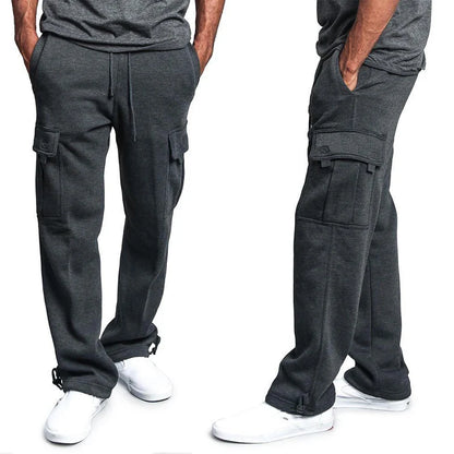 Men's  Cargo Pants Loose Drawstring Sweatpants with Pockets Sports Straight Trousers Jogging Long Pants Hip Hop Streetwear