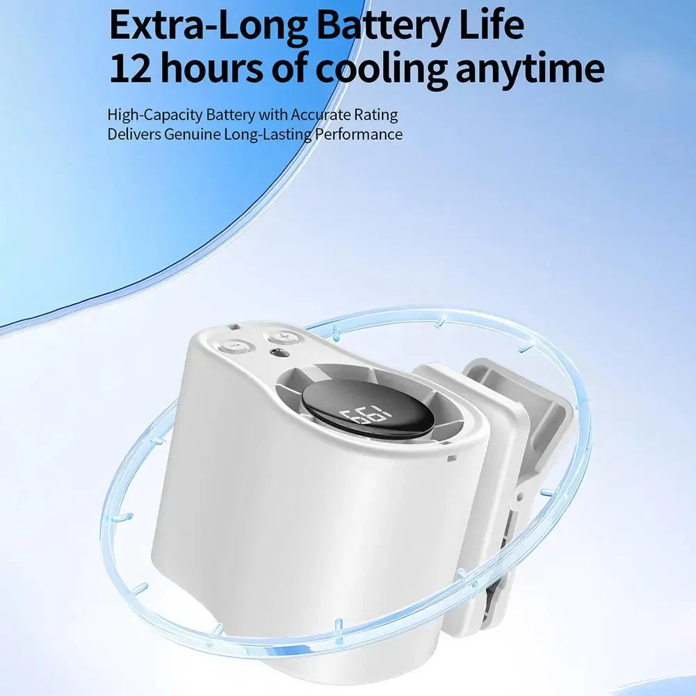 360 Rotatable Semiconductor Cooling Fan USB Rechargeable Clip Fan Quiet Design with LED Screen for Car & Camping