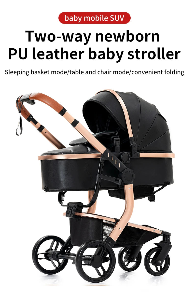 Baby pram Lightweight stroller Baby carriage PU 3in1 stroller Baby stroller 3-in-1 Baby carriage strollers for baby light carts