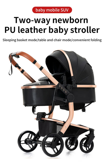 Baby pram Lightweight stroller Baby carriage PU 3in1 stroller Baby stroller 3-in-1 Baby carriage strollers for baby light carts