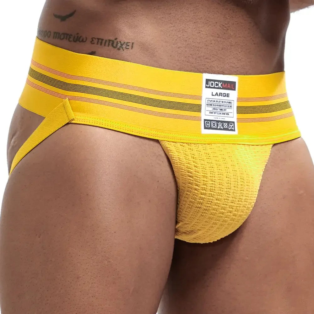 JOCKMAIL Men's Underwear Men Sexy Briefs Jockstrap Pouch Cuecas Man Cotton Panties Thongs Mesh Underpants Gay Slip Homme Srting