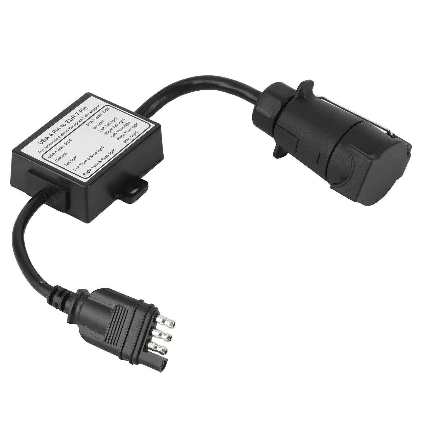 Trailer Connector Light Converter USA 4 Pin to EUR 7 Pin Adapter Stop/Brake Signal Separating 4 Pin to 7 Pin Trailer Adapter