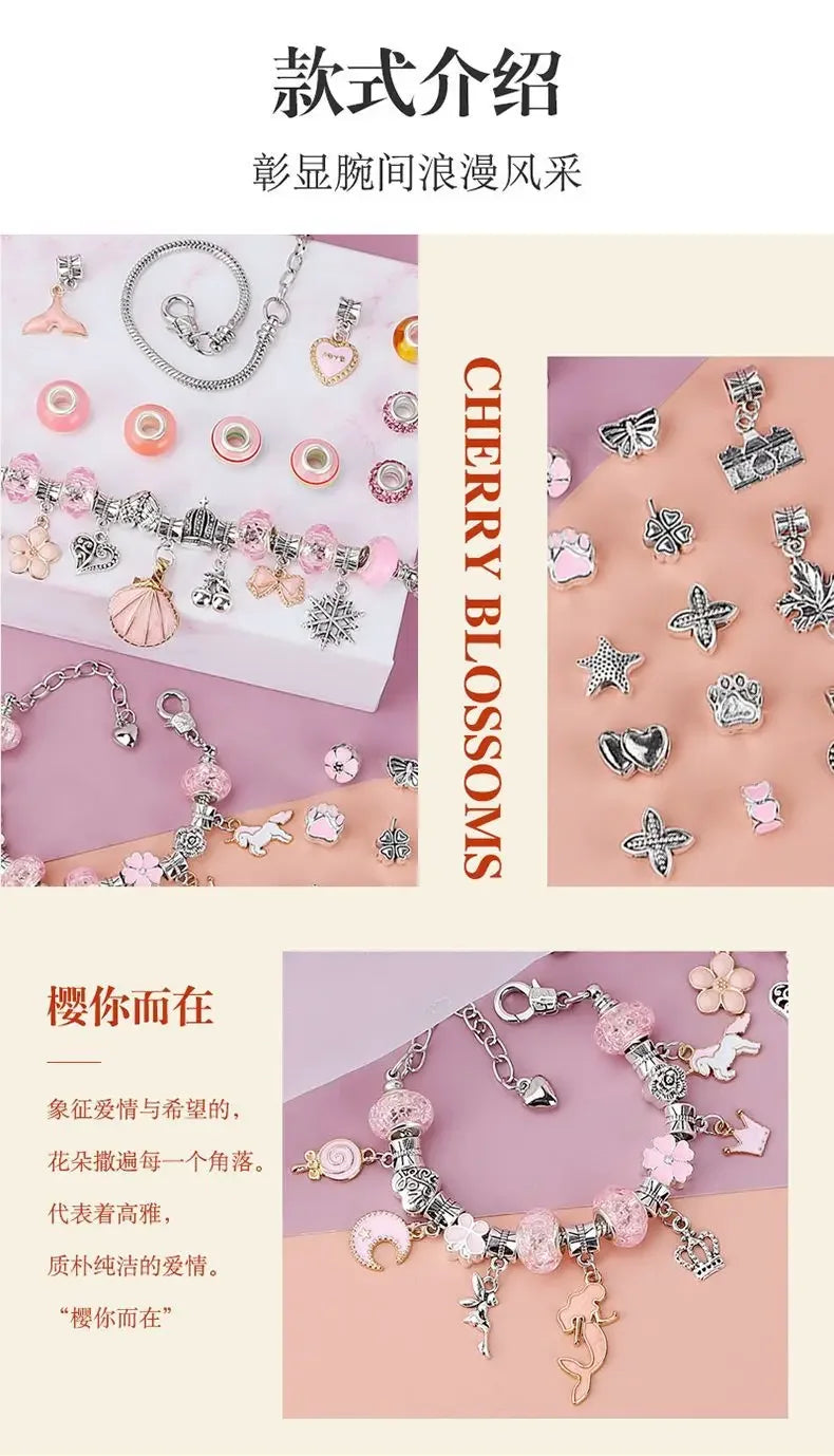 Diy Jewelry Making Kit Toys DIY Beaded Bracelet Set with Storage Box for Girls Gift Acrylic European Large Hole Beads Handmade