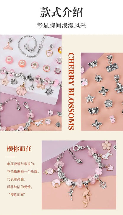 Diy Jewelry Making Kit Toys DIY Beaded Bracelet Set with Storage Box for Girls Gift Acrylic European Large Hole Beads Handmade