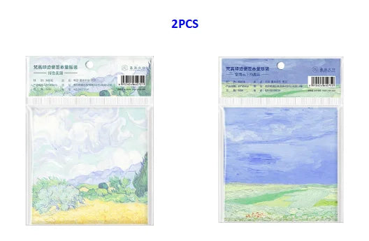 Painting Memo Pad Monet Van Gogh No-sticky Note Decal Scrapbooking DIY Notepad Diary Stationery School Supplies