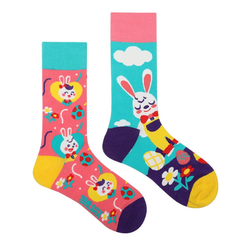 1 Pair Man Women Sock Original AB Tide Socks Colorful Cat Dog Koala Cow Cotton Socks Four Seasons Unisex Socks for Birthday Gift