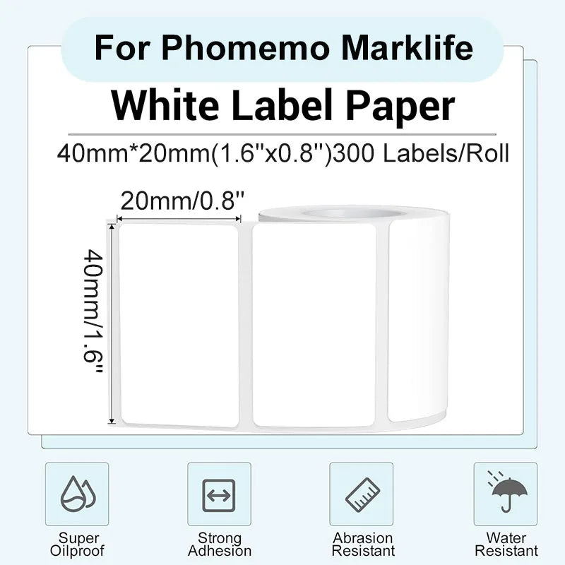 30/40mm Width Thermal Label Paper Roll White Self-adhesive Sticker Waterproof Barcode Food Price DIY Tag For Printer M220 P50