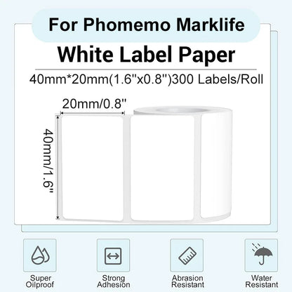 30/40mm Width Thermal Label Paper Roll White Self-adhesive Sticker Waterproof Barcode Food Price DIY Tag For Printer M220 P50