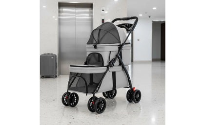 Double-Deck Pet Stroller Lightweight Small Dog Feline Stroller Pet Transport Breathable Mesh Washable for Outdoor, Travel
