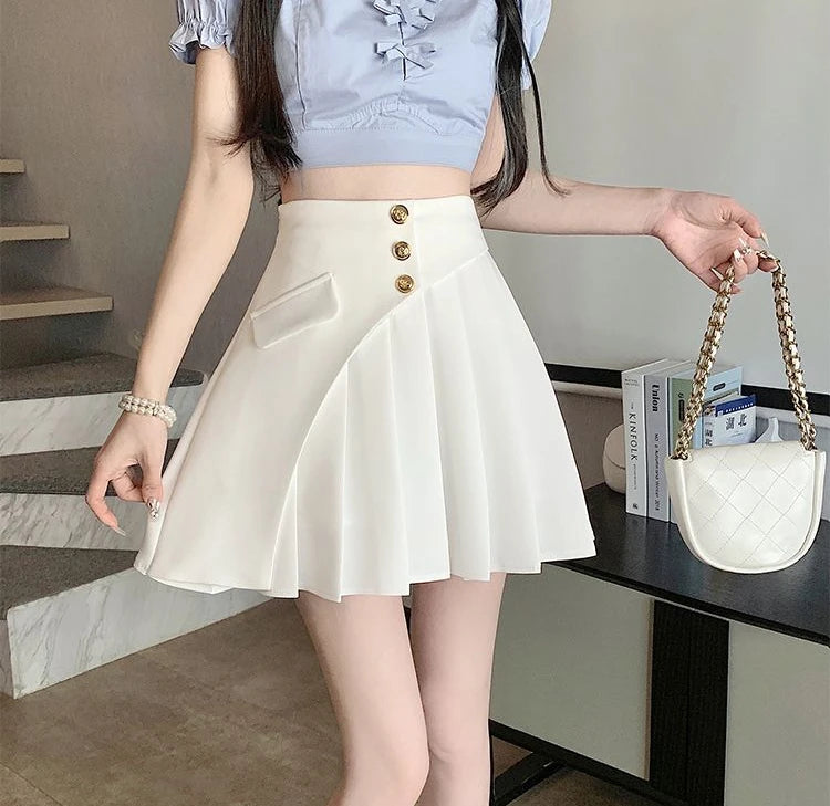 Black Pleat Skirts for Woman White High Waist Pleated Mini Clothes Short Kawaii Cute Women's Skirt Aesthetic Cheap Summer 2025 V