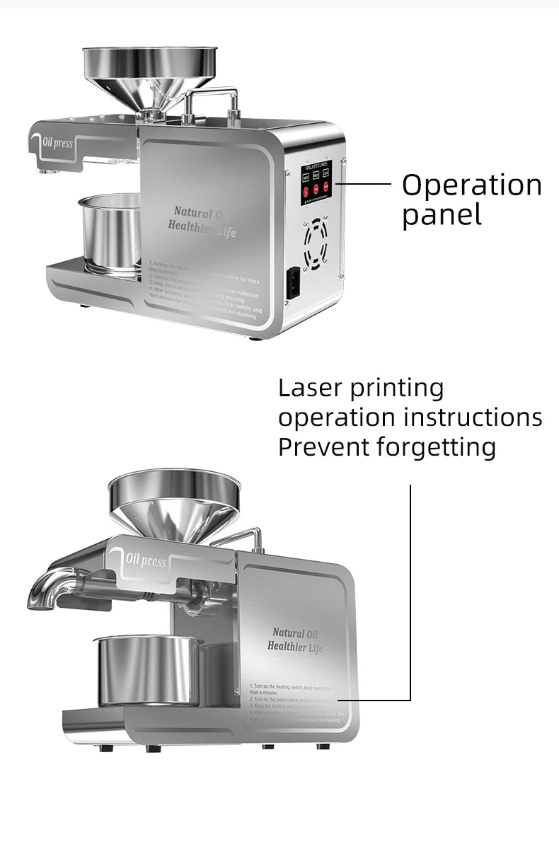 DIVEDEER New T1 Temperature Control Stainless Steel Hot and Cold Household Intelligent Small and Medium-sized Oil Press Machine