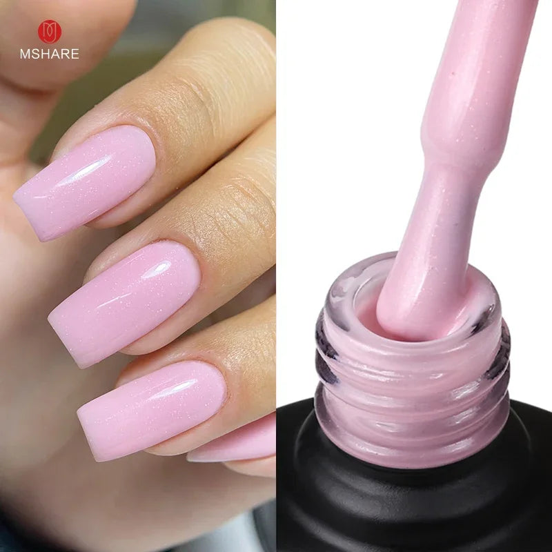 MSHARE Milk Milky White Base Gel Polish Camouflage Color Rubber Base Nail Base Coat 10ml