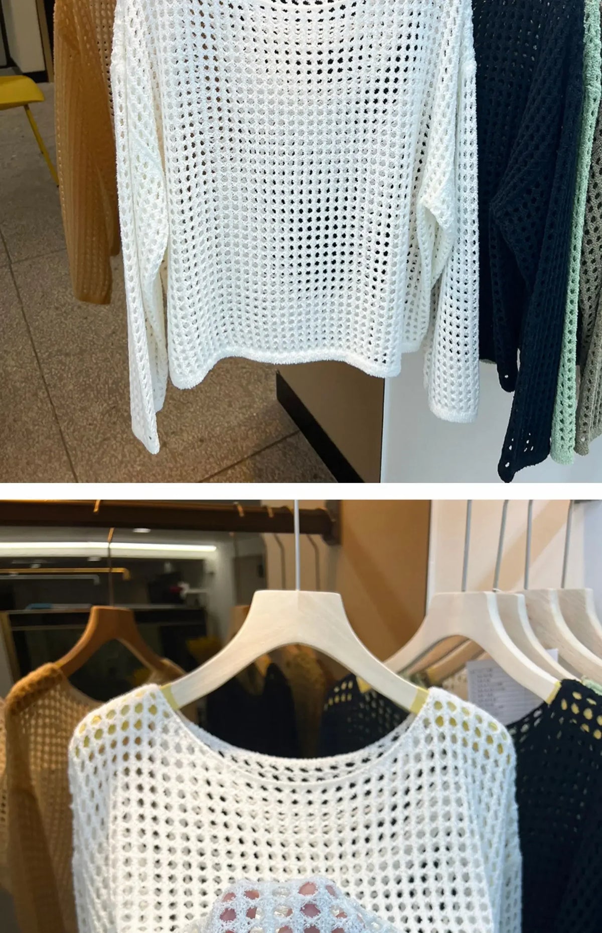 2025 Mesh Vintage Harajuku Long Sleeve Women Sweater Korean Spring Summer Knitwear Soft Thin Tops Chic Solid Femme Sweater