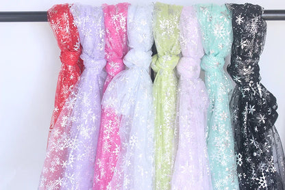 Silver Snowflake Tulle Mesh Fabric Girl Doll Dress Christmas party wedding Decration DIY Sewing Cloth accessories