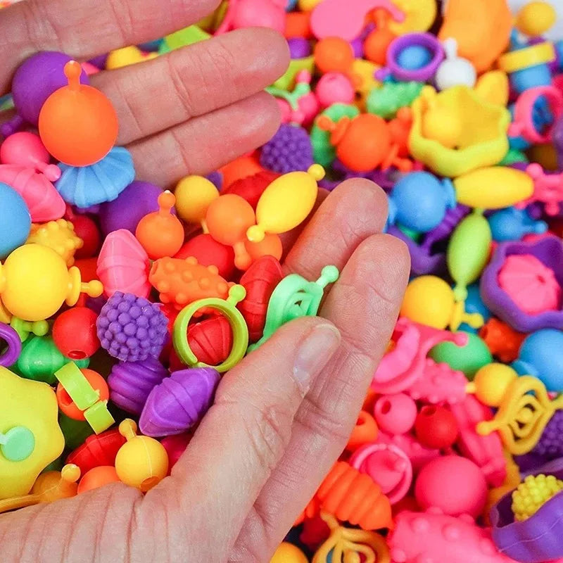 188-608pcs Pop Beads Children Girls Princess Jewelry Making Kit Creative Necklace Bracelet Rings DIY Ideal Christmas Birthday Gi