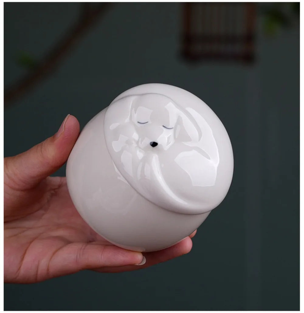 Ceramic Urn Dog Hair and Teeth Storage Pets Memorials Urn for Dogs Ashes Sealed and Moisture-proof Pet Souvenir Products