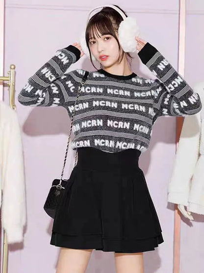Japanese Style Lolita Black Skirts Women Spring Autumn New Elastic Waistline Slim Short Pleated Female Mini Culottes Cute Girl
