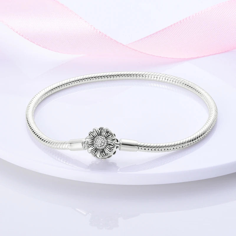 Original 925 Sterling Silver Bracelets 17-20CM Love Heart Flowers Butterfly Charms Beads Bracelet For Women Fashion Jewelry Gift