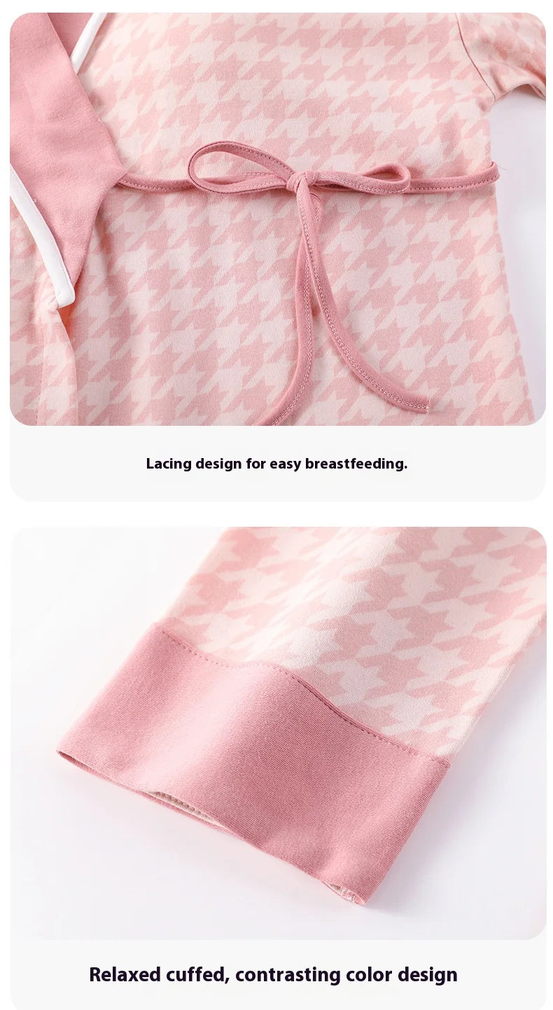Postpartum Clothing with Chest Cushion Autumn Postpartum Women Pajamas Maternity Ladies Breastfeeding Clothes Pregnancy Homewear