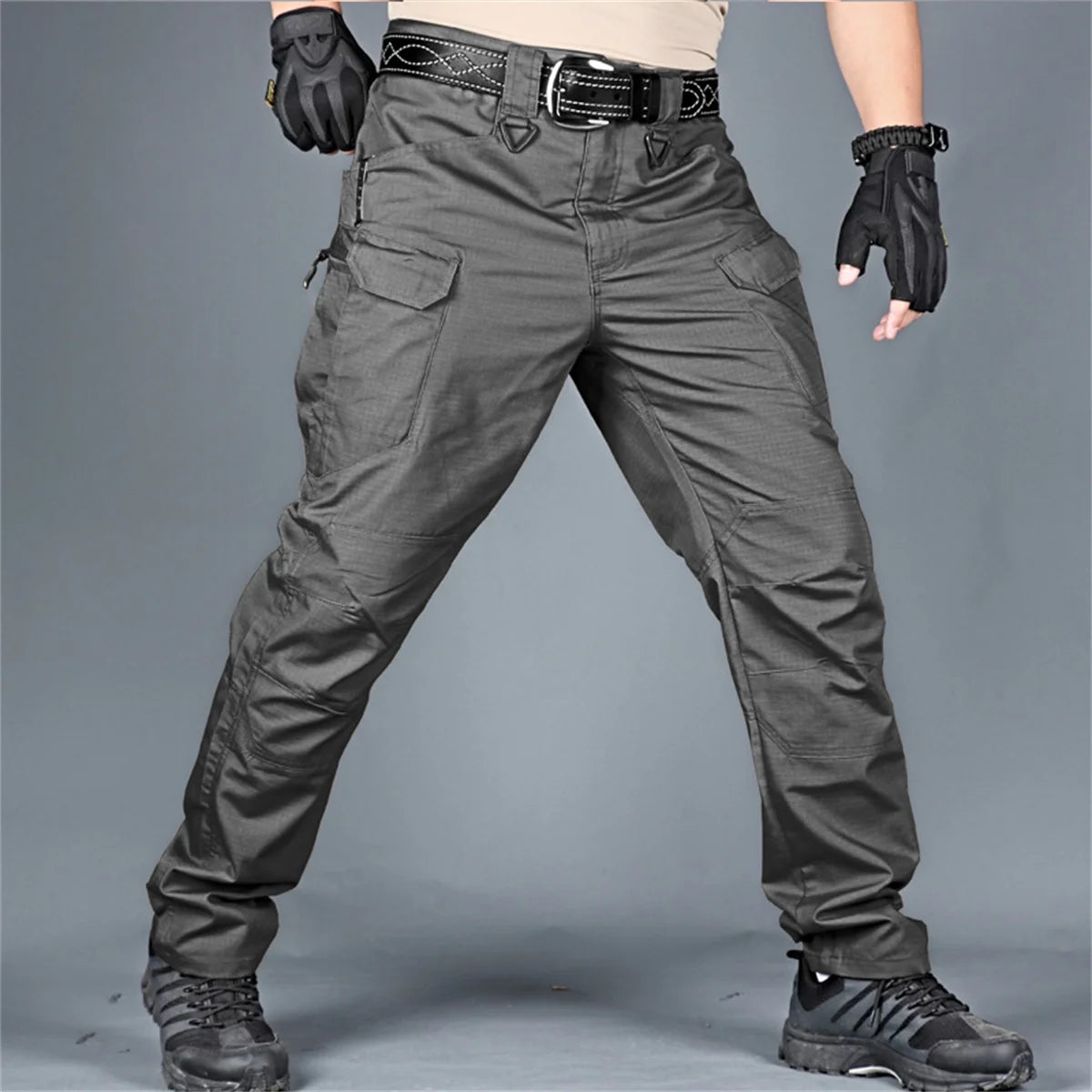 Black Cargo Plus Size Men's Elastic Tactical Pants Camping Hiking Fishing Trekking Climbing Outdoor Trousers Quick Dry Sports