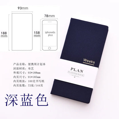 Undated Weekly Fabric A6 Journal - Portable Pocket-Sized Planner for Notes, Goals & Daily Flow Linen Weeks Planning System
