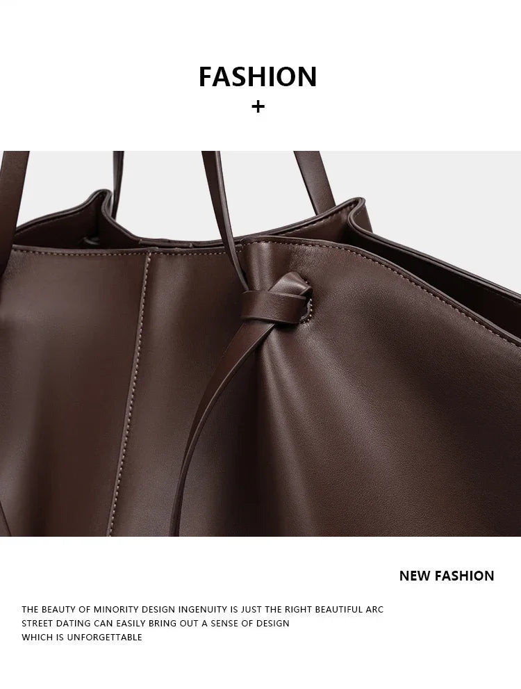 Fashion Large Capacity Trapeze Women Shoulder Bags Designer Metal Lock Handbags High-Quality Pu Leather Big Tote Commute Bag