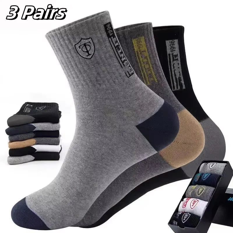 5 Pairs Socks MEN'S Mid-calf Spring and Autumn Sports Sweat Anti-odor MEN'S Socks Thin Sports Socks