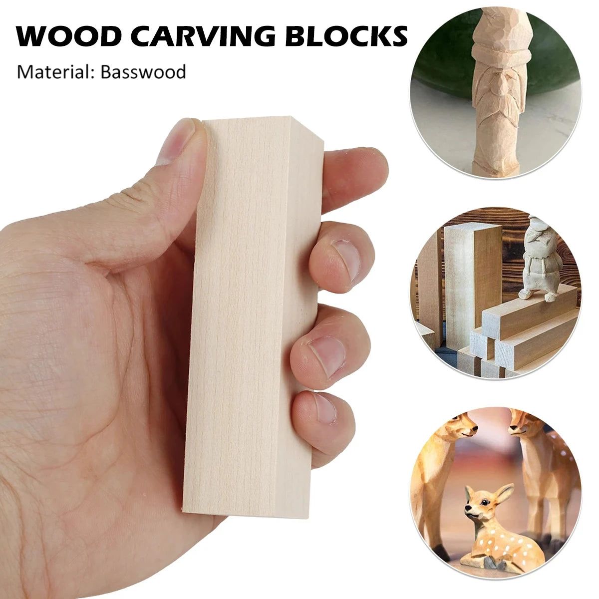 6/10/50Pcs Basswood Carving Block Natural Cork DIY Wood Crafts Portable Carving Art Supplies Suitable for Beginners/Craft Lovers