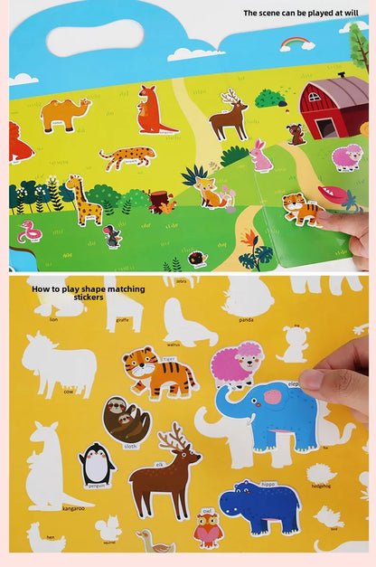 Reusable Bubble Sticker Book for Kids - Multi-Themed Educational Learning Activities, Washable & Safe Toddler Stickers